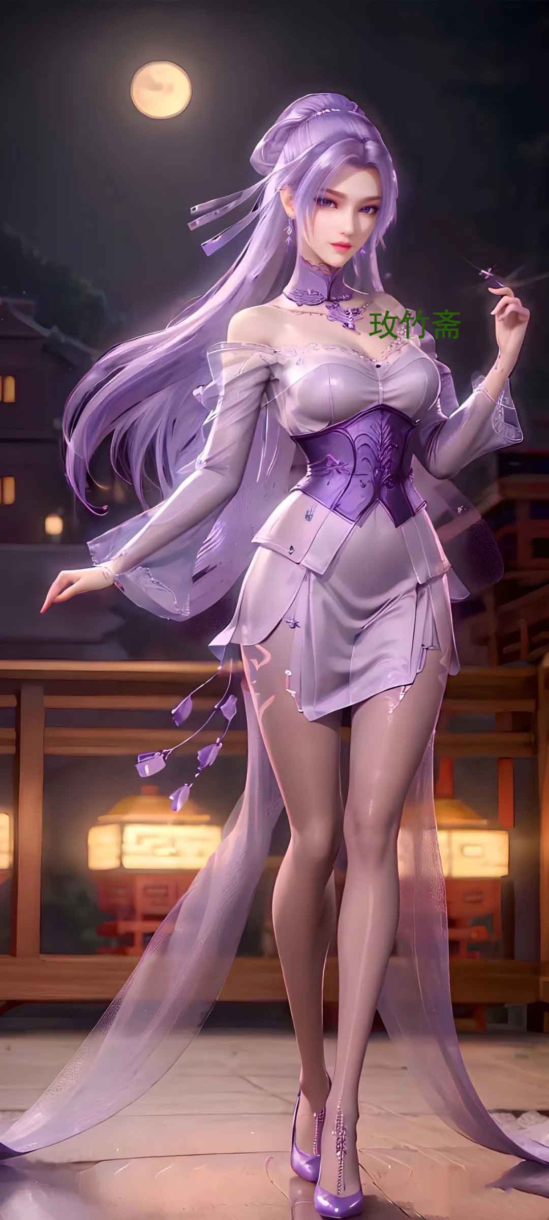 《天行九歌》紫女AI黑丝美腿壁纸