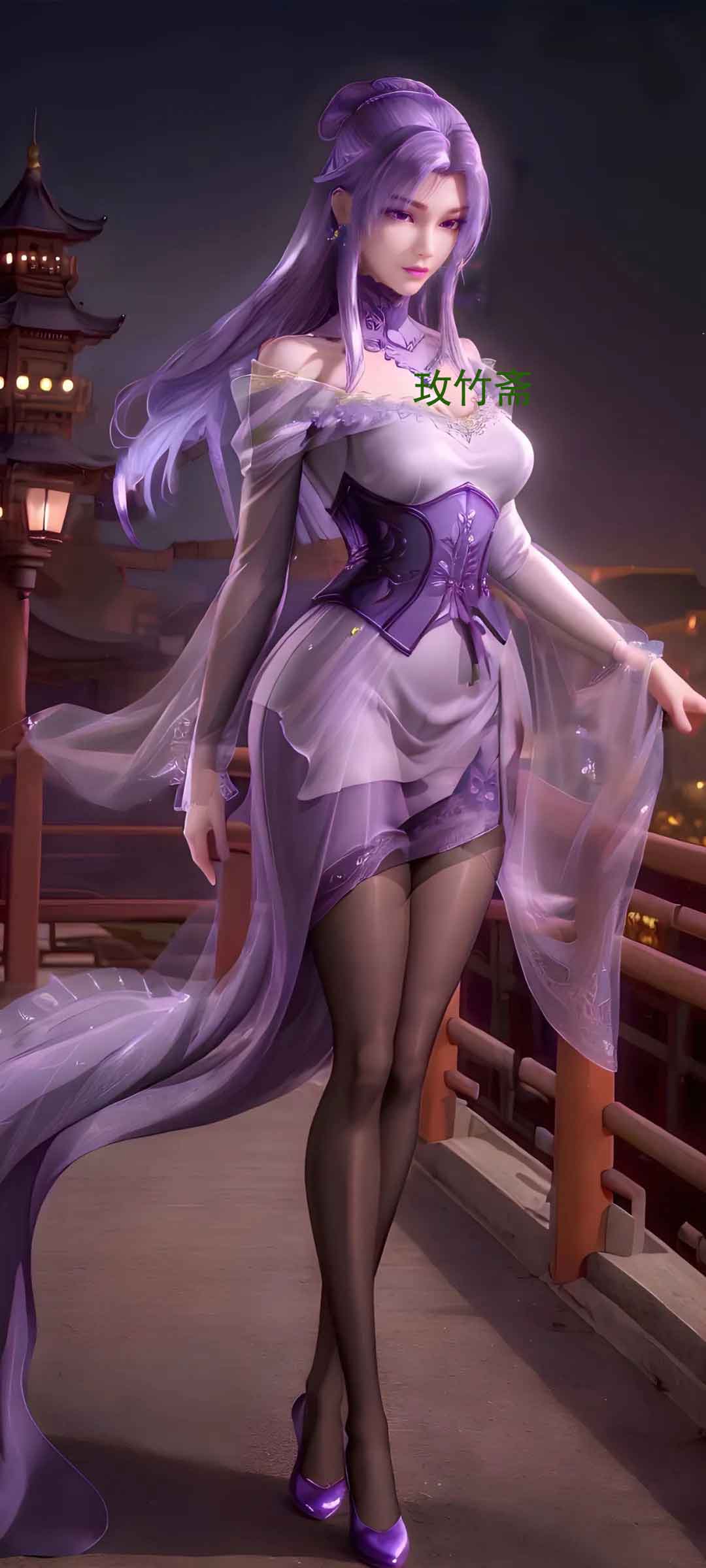 《天行九歌》紫女AI黑丝美腿壁纸