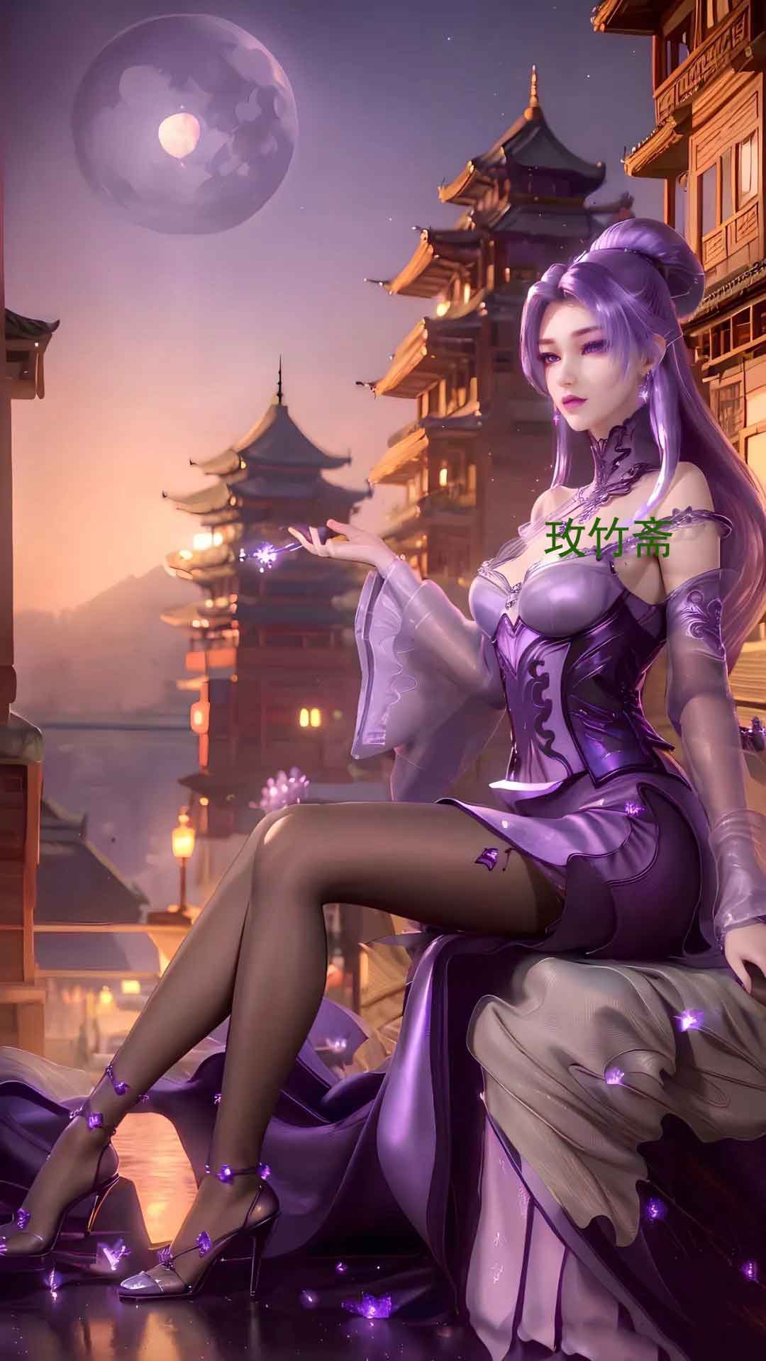 《天行九歌》紫女AI黑丝美腿壁纸